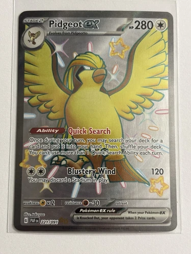 Pidgeot ex 221/091 - S&V Paldean Fates Shiny Full Art Pokemon TCG NM