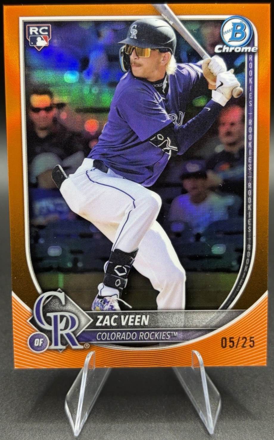 2025 Bowman Chrome Zac Veen True Orange Refractor Rookie /25 #69 Rockies