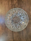 Vintage 1960s Anchor Hocking Medallion Starburst Clear Cut Glass Serving Bowl