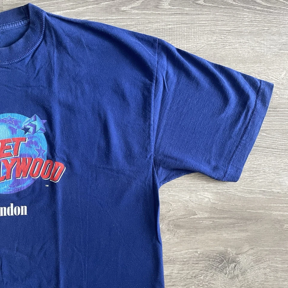 Camiseta De Colección Años 90 1991 Planet Hollywood LONDRES Para Hombre Talla X-GRANDE Azul EE. UU. Foto 3 de 4