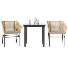 Garden Dining Set Brown PE Rattan 3 Piece Set