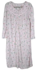 Earth Angels Floral Nightgown L Pink Pintuck Lace Yolk Buttons Midi Feminine