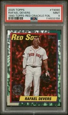 2025 TOPPS Series 1 Rafael Devers 1990 RED CRACKLE FOIL 1/5 POP 1 1st Print BOS