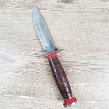 Vtg SCHRADE -WALDEN NY USA  Survival Bowie Hunter Knife Leather Sheath USA