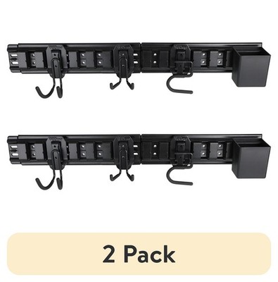 2 pack Hyper Stack 32-Inch Wall Storage System 6-Piece Set W/ Hooks & Bin Black
