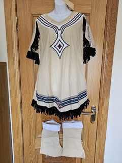 Ladies Indian Fancy Dress With Headpiece & Boot Covers. Size XL