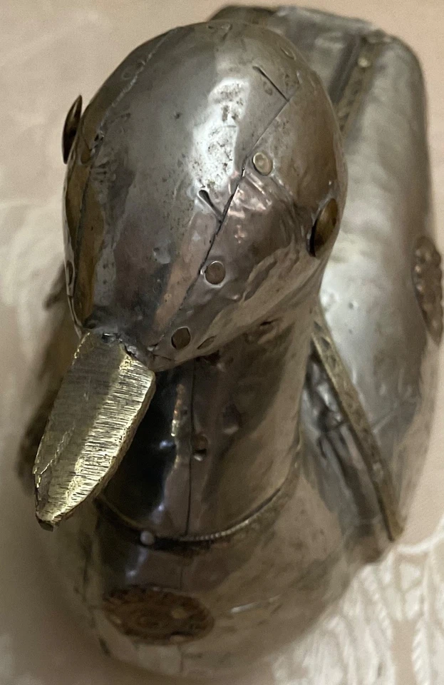 Delizioso ornamento decorativo anatra metallo argentato vintage - Immagine 3 di 4