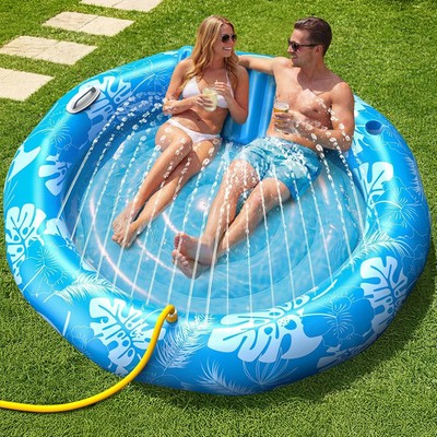 Pool Inflatable Tanning Pool Lounger Float with Sprinkler, 72''x65'' Round Pool Fl