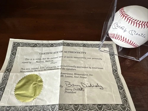 Mickey Mantle Autographed Baseball  W/ Americana Memorabilia COA