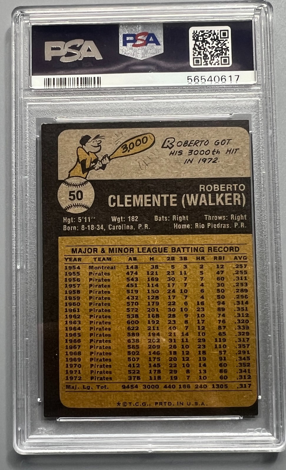 1973 Topps - Roberto Clemente #50 PSA 6 EX-MT view 2