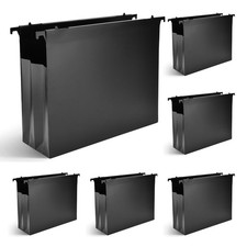6 Packs Extra Capacity Plastic Hanging File Folders, 4" Expanding Black