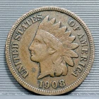 1908-S United States Indian Head Penny Cent 1¢ Bronze LVB1.79