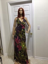 CACHE SZ 6 100 SILK MAXI GOWN PINK FLORAL CRISS CROSS BACK looks and feels new