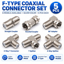 5Pcs F-Type RG6 Coax Connector Adapter Splitter Combiner TV Antenna Cable