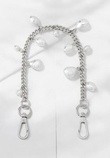 A New Day Pearl Dangle Beaded Wristlet Strap For Cell Phone White Silver