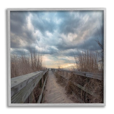 Cloudy Coastal Boardwalk View Giclee Framed Wall Art, Design by Pat DeLuca