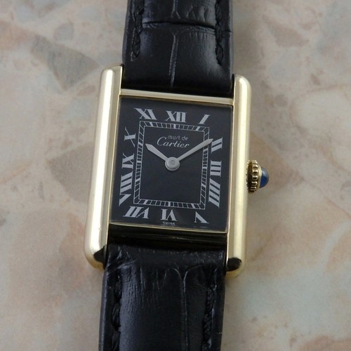 Cartier Must Tank SM CA4242 Black Dial Manual Wind. 20.5mm Vintage Ladies watch