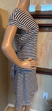 J Crew Women’s Black Stripe Tie Back Summer Dress sz M