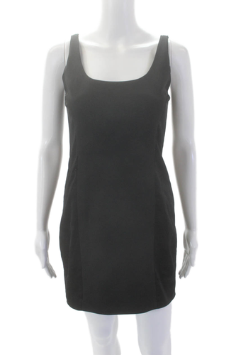 Halston Heritage Womens Darted Round Neck Sleeveless Sheath Dress Black Size L
