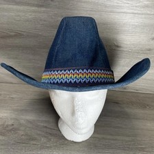 Vintage Duke Collection Cowboy Hat Blue Denim Twill Men Sz M Western Rockabilly