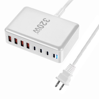 600W Fast USB C GaN   Pro Charger Block,8 Port Charging Station,Dual 140W PD3.1