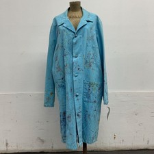 Vintage Film Costume Distressed Paint Splatter Artist Smock Duster Coat