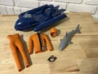 Vintage 1960's GI JOE Accessory Lot Frogman SHARKS SURPRISE Scuba Suit Sea Sled