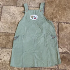 Cozy Town Apron Women Small Sage Green Pinafore Jumper Apron Gingham Floral READ