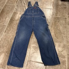 Dickies Mens 44x30 Denim Bib Overalls Dark Wash Blue Workwear Carpenter Pants