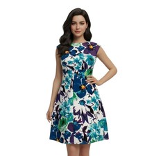 Lauren Ralph Lauren Floral Dress Cocktail Party Shoulder Pads