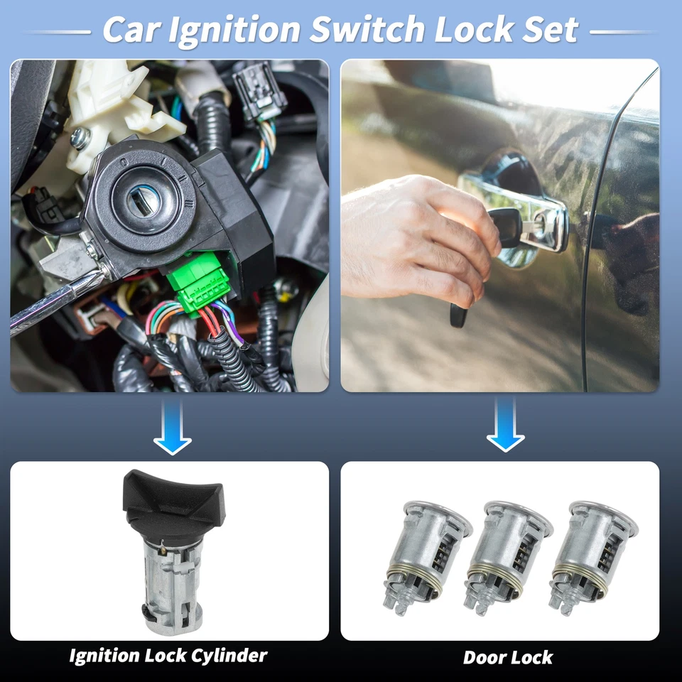 For Jeep 90-95 Wrangler YJ Ignition Switch Lock Cylinder w/Door Lock & 2 Keys - Image 4 of 4