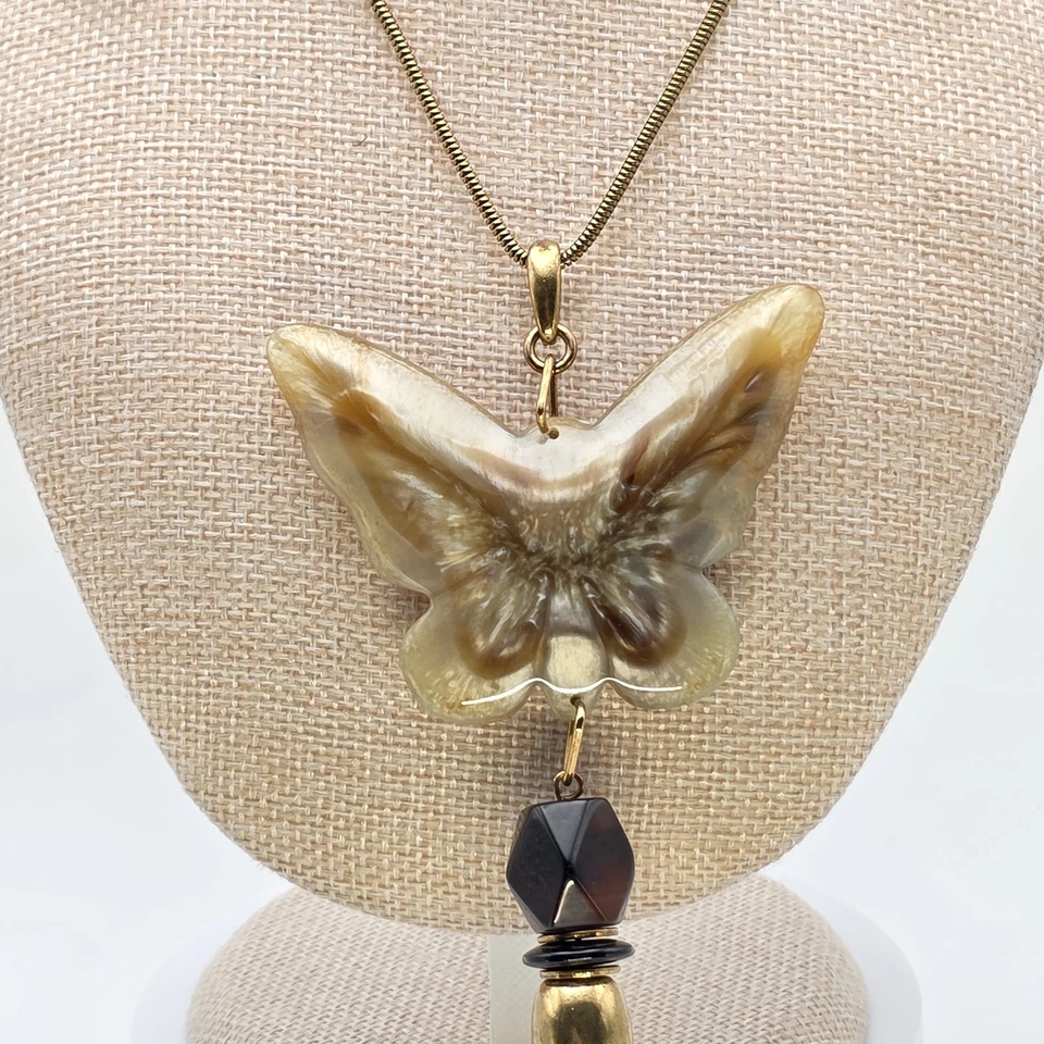 全新! CHICO'S 蝴蝶项链黑色流苏可转换面霜丙烯酸 Adj。 40 — 第 4/4 张图片