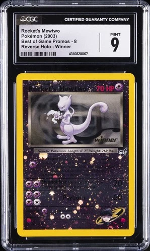 2003 POKEMON BEST OF GAME PROMOS - REVERSE HOLO - WINNER ROCKET'S MEWTWO CGC 9