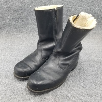 Biltrite Leather Boots Mens Size 10 Black Sherpa Lined Zip Up