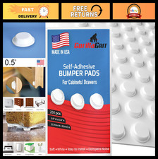 200 Pack White Cabinet Door Bumpers - 1/2" Adhesive Pads for Drawers, Glass, Fra