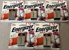 ENERGIZER MAX 9V Alkaline Battery 5-Year Shelf Life EXP 12-2029 Lot of 5 New