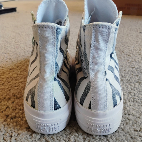 Converse All Star Zebra Plateau High Top Damenschuhe Größe 7 weiß schwarz - Bild 10 von 13