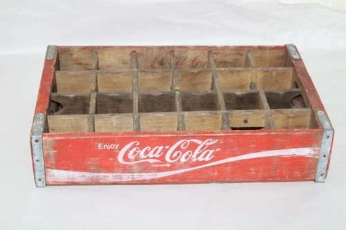 VINTAGE COCA COLA SODA BOTTLE CRATE 24 SLOT WOOD RED