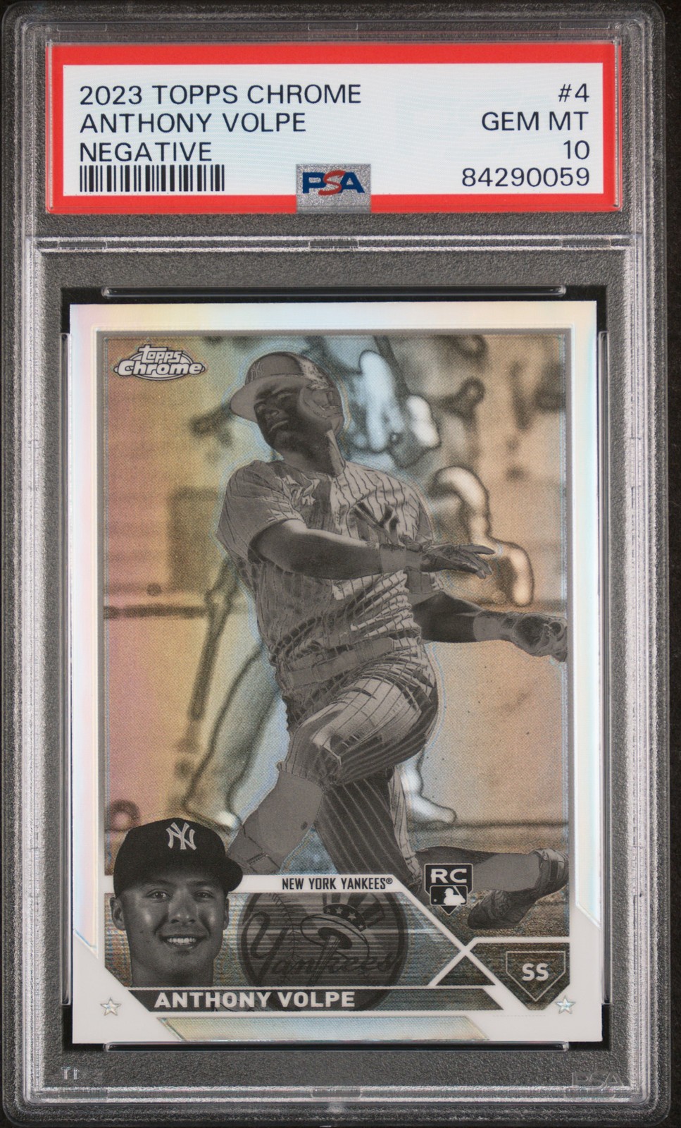 2023 TOPPS CHROME NEGATIVE REFRACTOR #4 ANTHONY VOLPE ROOKIE RC PSA 10