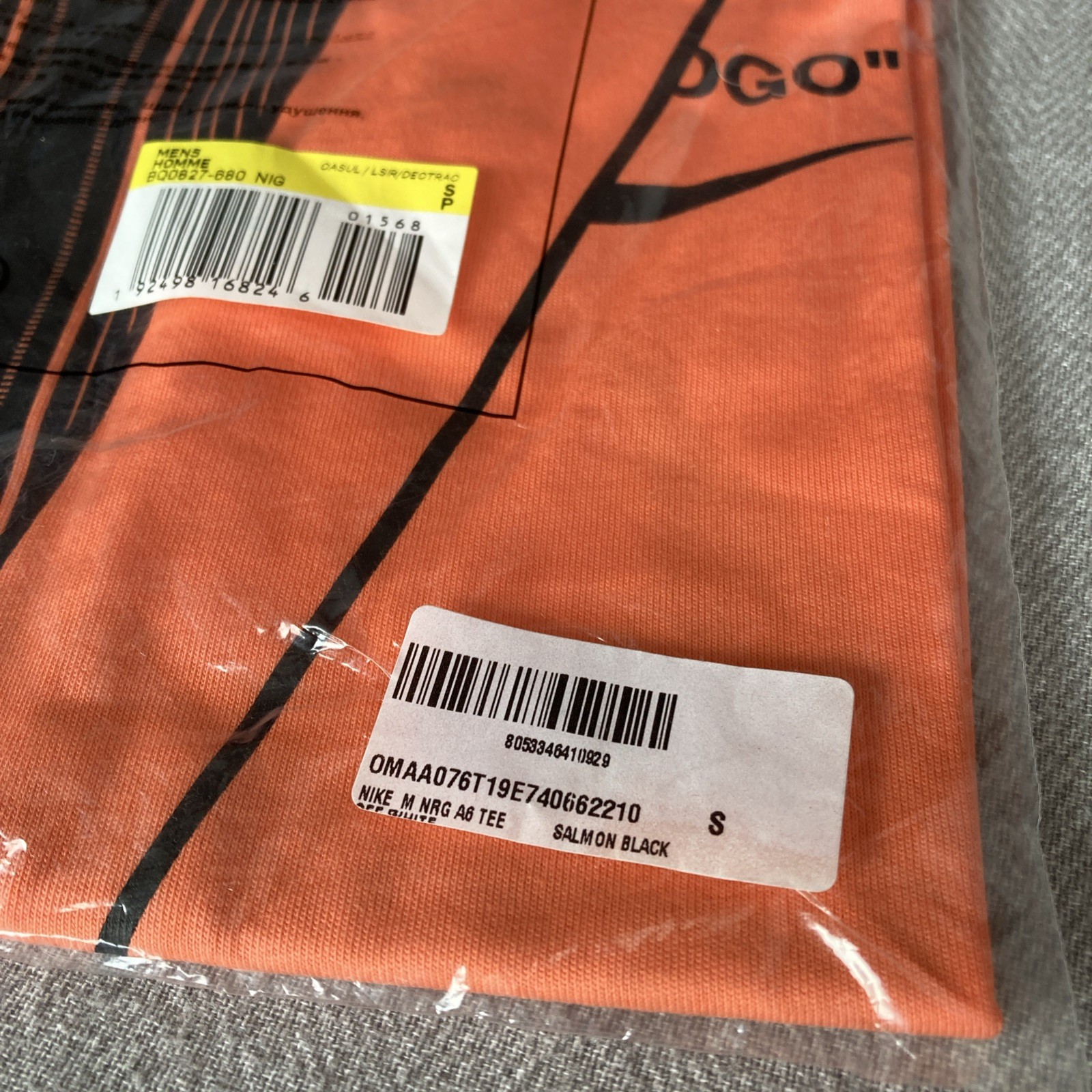 OFF WHITE X NIKE T SHIRT UOMO PICCOLA NIKE X OFF WHITE NRG A6 "ARANCIONE CHIARO" CON ETICHETTE