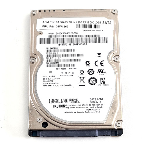 500GB SATA-2 2,5" 9,5mm 7200RPM 3Gb/s HDD - 04W1263