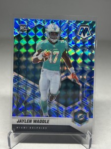 2021 Panini Mosaic Jaylen Waddle RC Reactive Blue Prizm #308 Dolphins Rookie