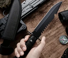 11”IN  Black Survival Camping Outdoor Fixed Blade Hunting Military Bowie Knife