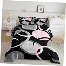 Abstract Art Bedding Set for Kids Boys Girls Size Pink King Pink Black Gray