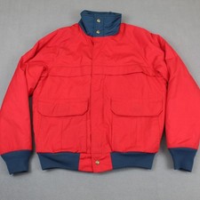Vintage Woolrich Jacket Mens Medium Red Bomber Made USA Insulated Snap Zip 70s
