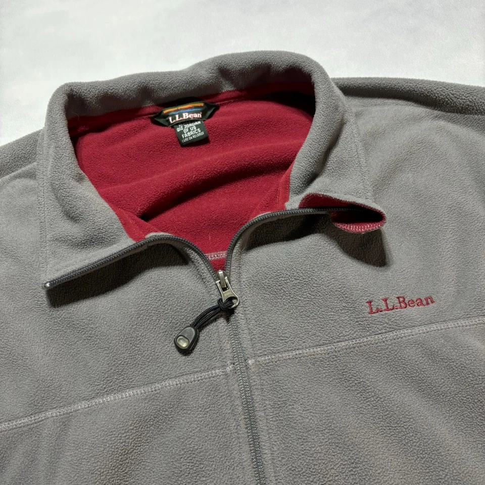 Vintage LL Bean Full Zip Fleece Jacket Men's 2XL Gray Red Polartec Outdoor 90's - Image 2 of 4