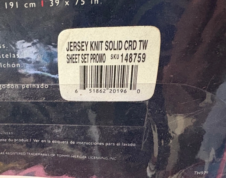 Nuevo Juego de Sábanas Doble Tommy Hilfiger Sellado 100% Algodón Jersey ROJO (para dormitorio) Foto 4 de 4