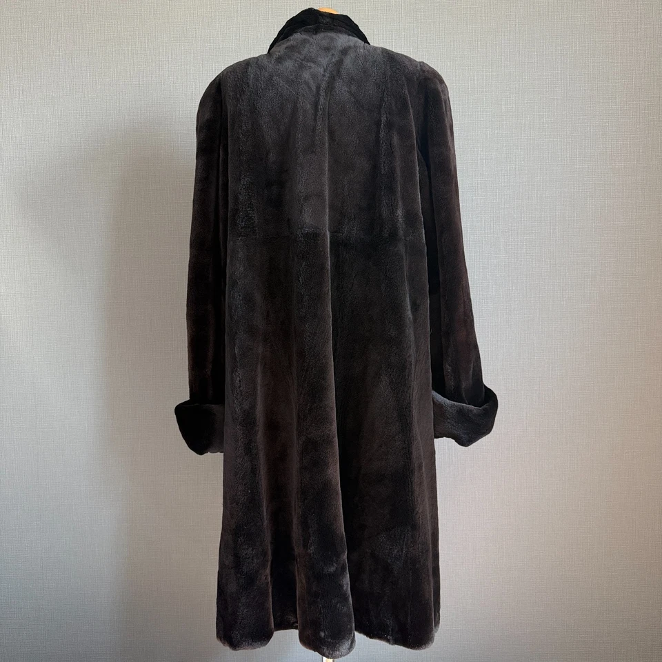 Shaved Real Mink Fur Long Coat Roll-Up Gorgeous Long Sleeves FROM JAPAN - Image 2 of 4