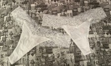 2 New with tags Victoria's Secret Cotton Floral Lace-waist Thong Panty White L