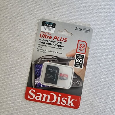 SanDisk Ultra PLUS 32GB 130MB/s MicroSDHC UHS-I Card with Adapter (NEW)
